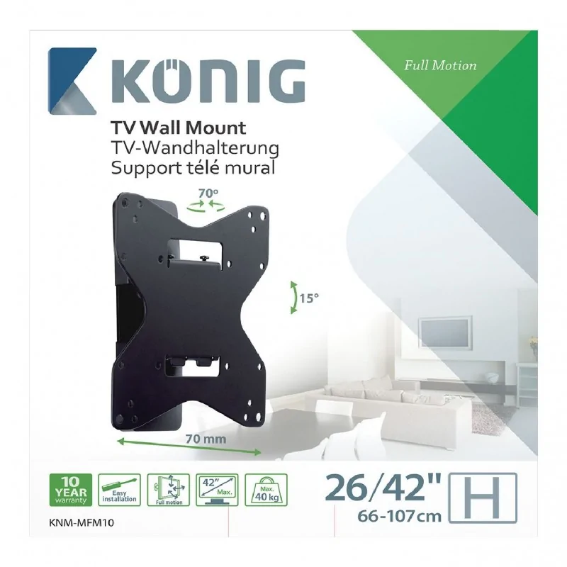 TV Seinäteline Täysin Säädettävä 26 - 42 " 40 kg TV Seinäteline Täysin Säädettävä 26 - 42 " 40 kg