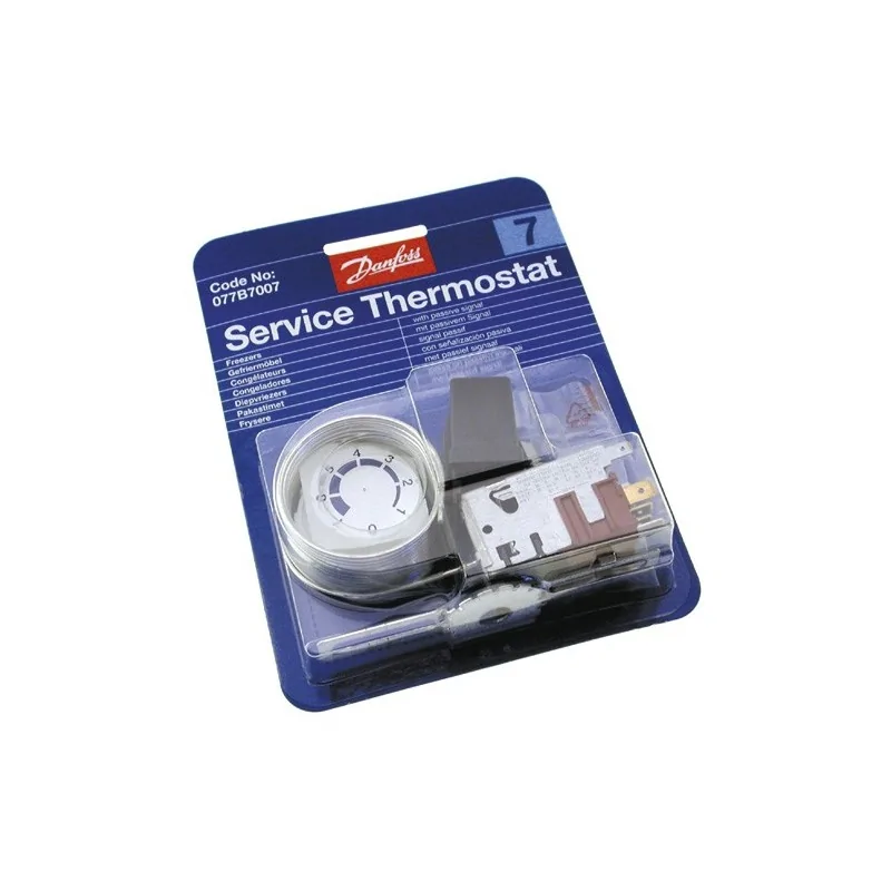 Danfoss 077B7007 thermostat, freezer thermostat, service thermostat, 2.3 m capillary, passive alarm freezer Danfoss 077B7007 thermostat, freezer thermostat, service thermostat, 2.3 m capillary, passive alarm freezer