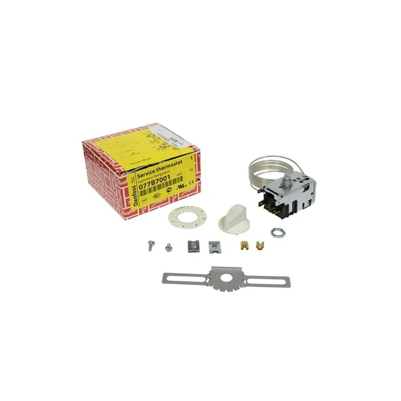 Danfoss 077B7001 termostat, kylskåpstermostat, mekanisk termostat, kapillärrör termostat, manuell avfrostning
